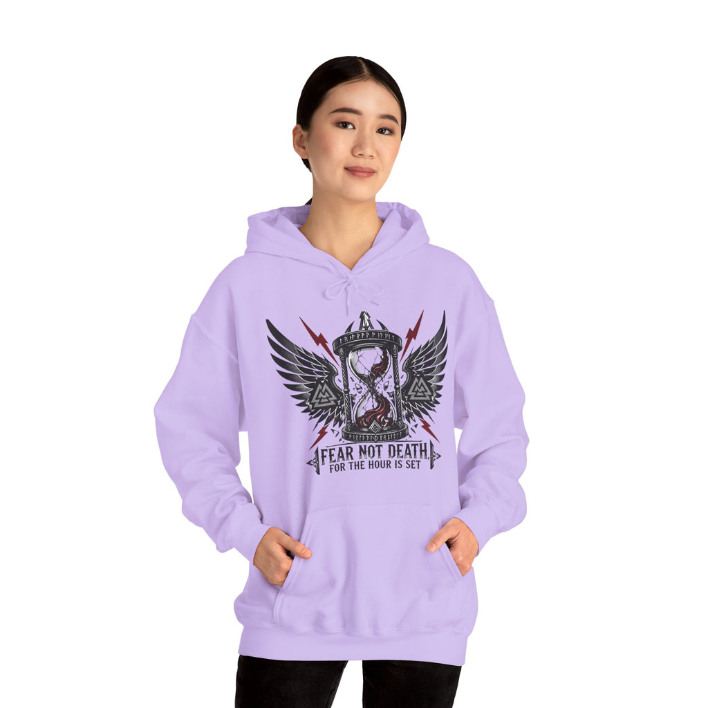 Fear Not Death Hourglass Wings Hoodie — Gothic Inspirational Pullover