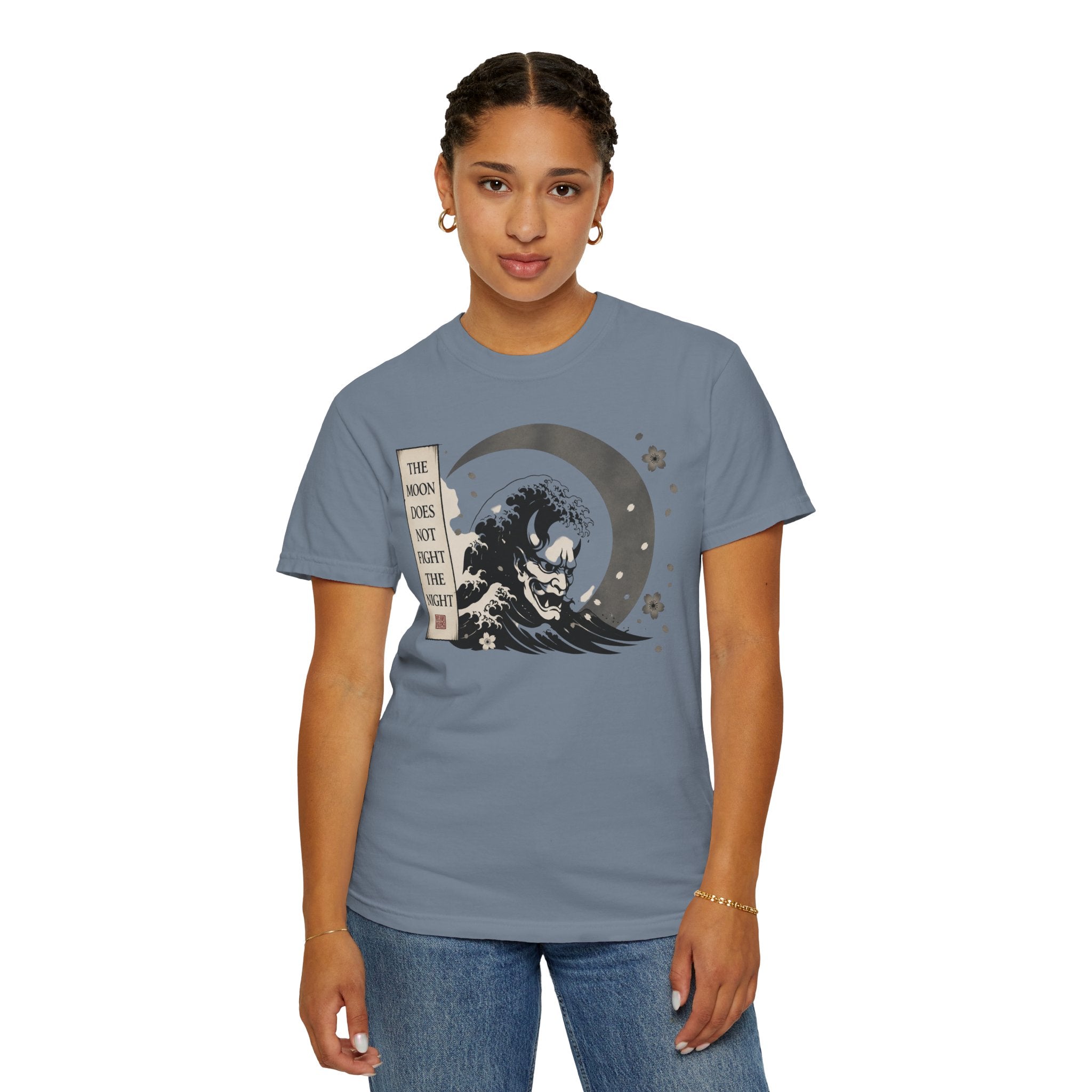 Moon Does Not Frighten Night T-Shirt — Japanese Wave Demon Graphic Tee