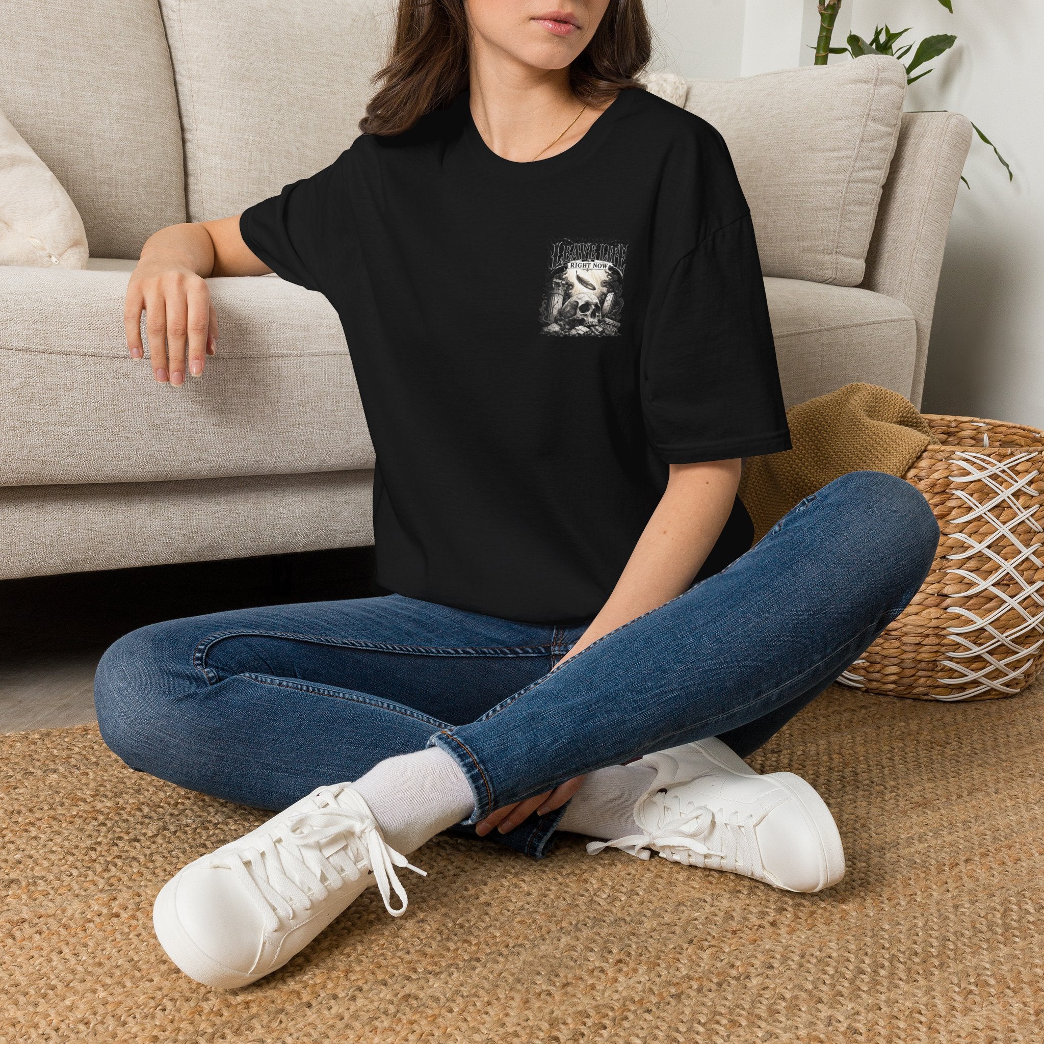 Skull & Mountains T-Shirt — "Leave Life" Adventure Graphic Tee