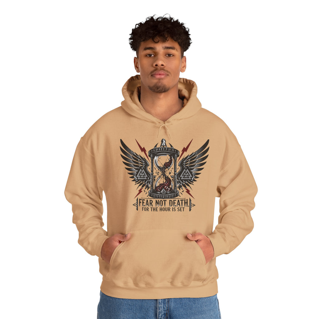 Fear Not Death Hourglass Wings Hoodie — Gothic Inspirational Pullover