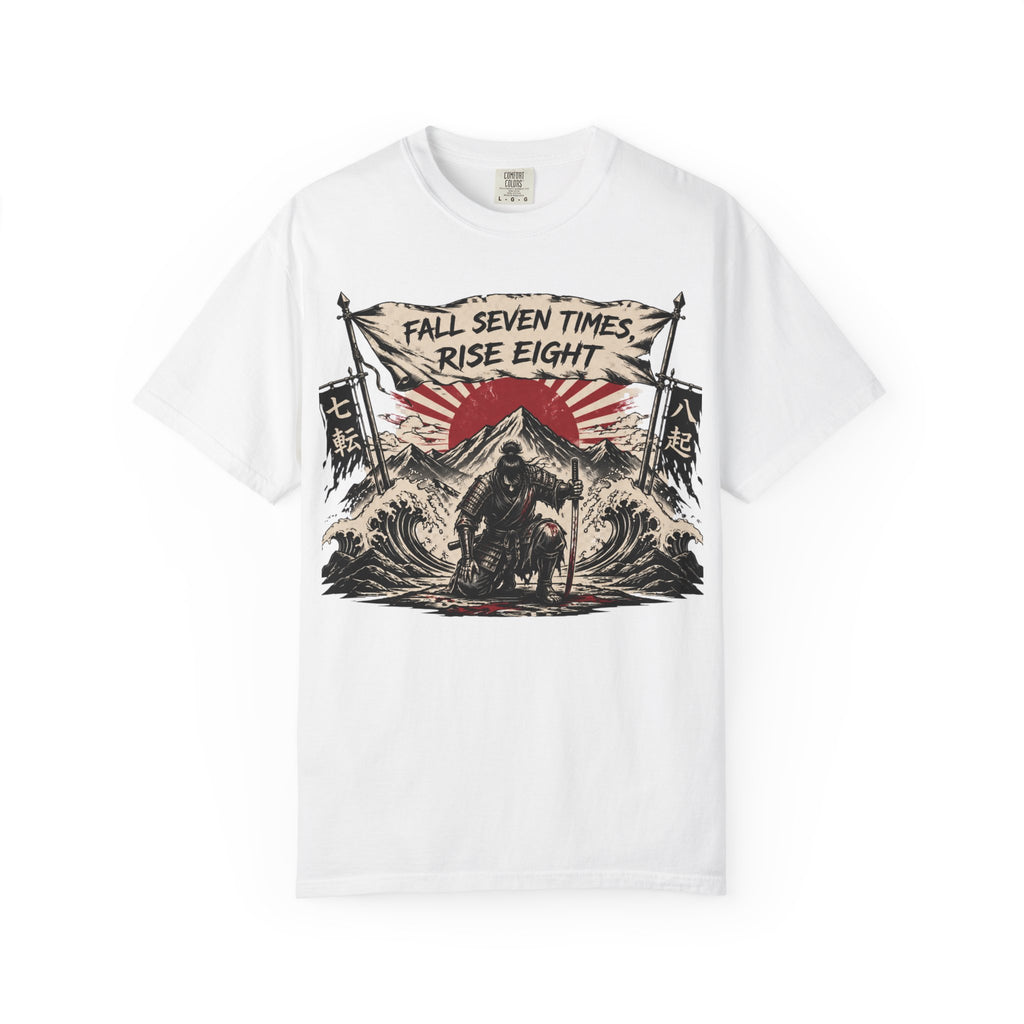 T-Shirt — "Fall Seven Times, Rise Eight" Samurai Graphic Tee