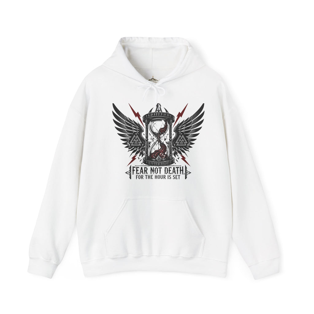 Fear Not Death Hourglass Wings Hoodie — Gothic Inspirational Pullover