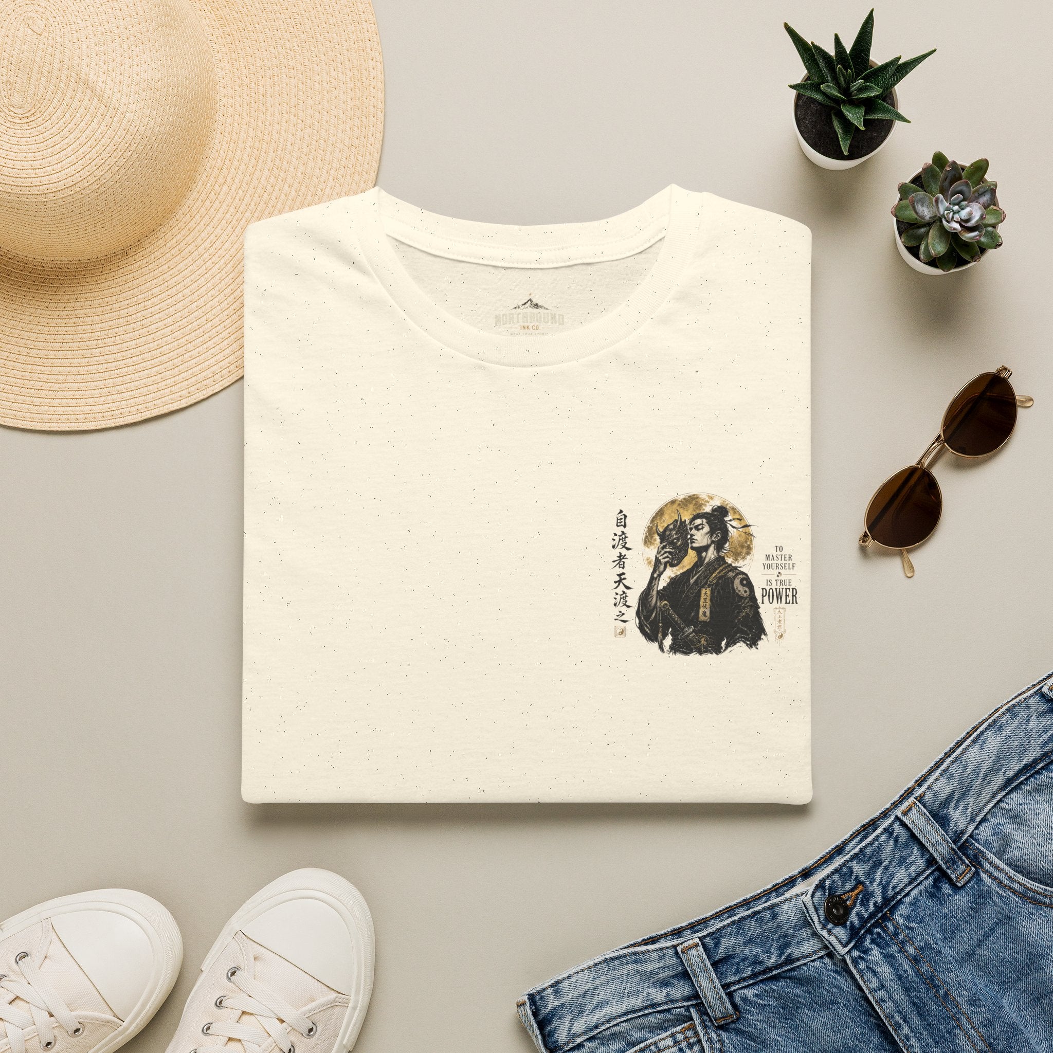 Samurai Portrait T-Shirt — Vintage Japanese Ink Art Tee