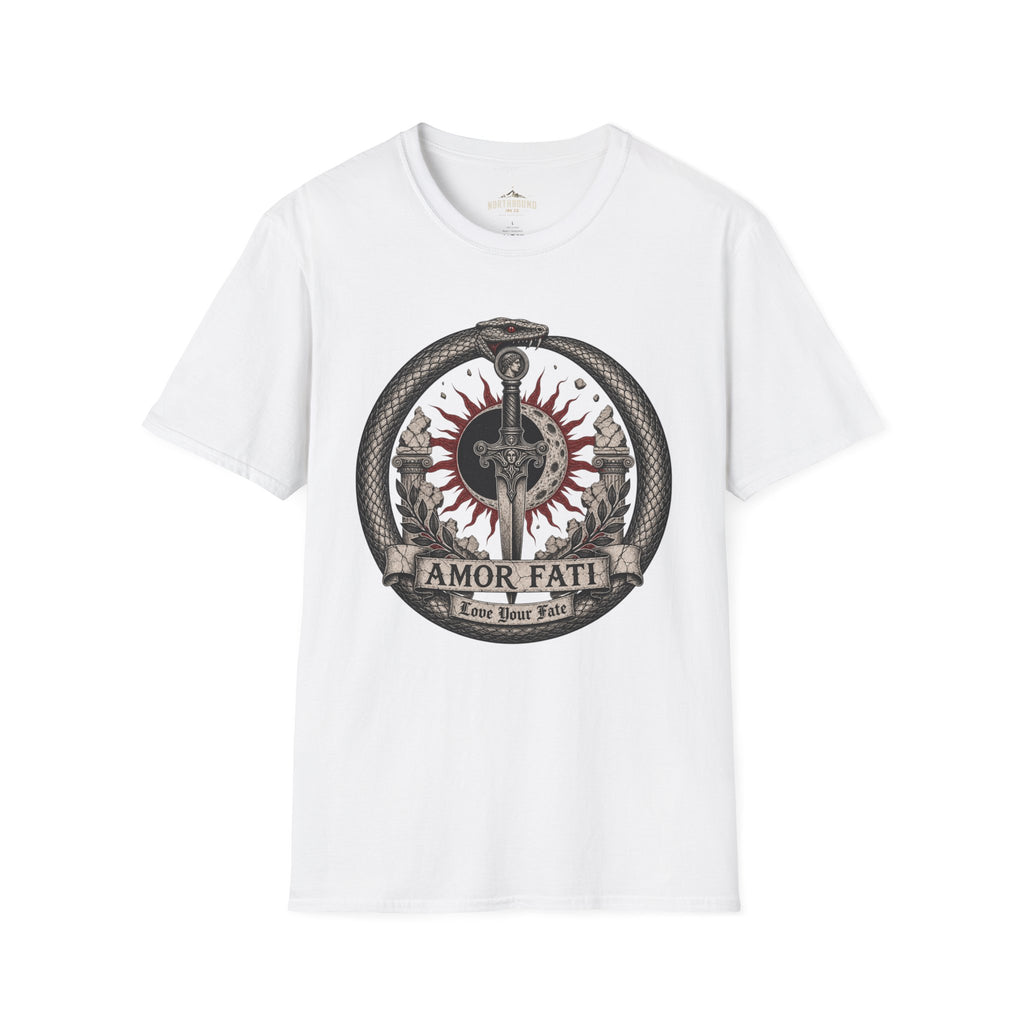 Amor Fati Sword T-Shirt — Sun & Ouroboros Graphic Tee