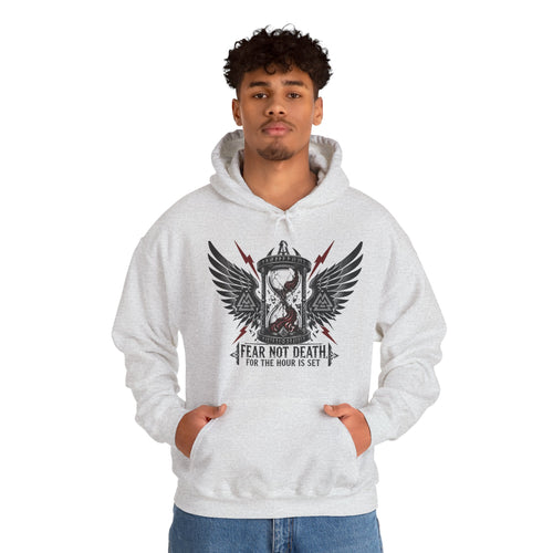 Fear Not Death Hourglass Wings Hoodie — Gothic Inspirational Pullover
