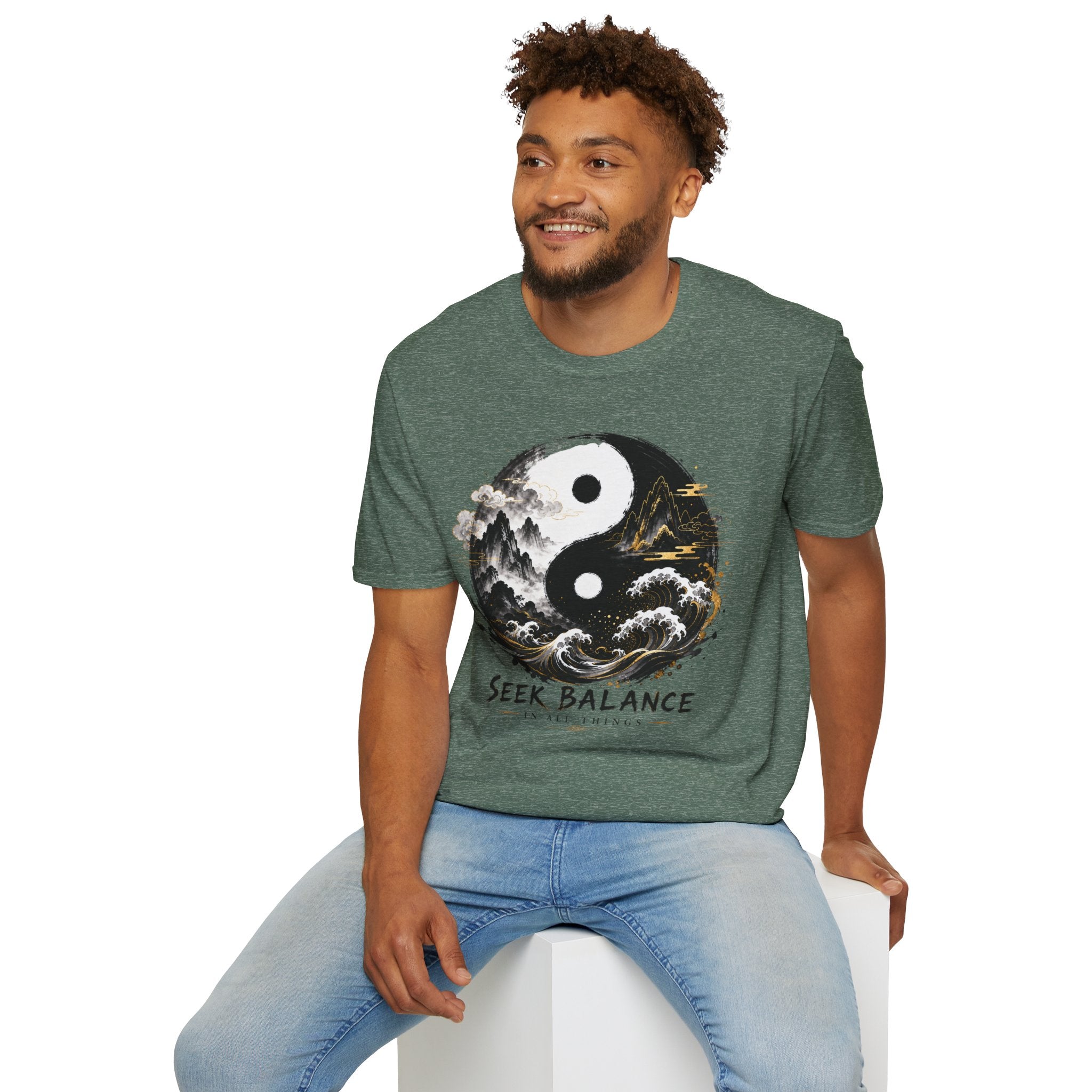 Yin Yang 'Seek Balance' Graphic T-Shirt