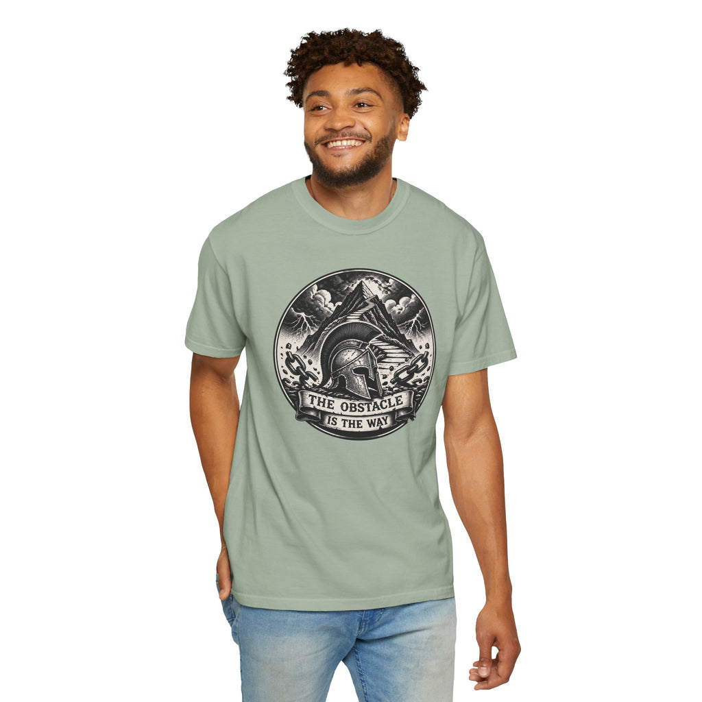 Spartan Helmet T‑Shirt — "The Obstacle Is The Way" Motivational Tee