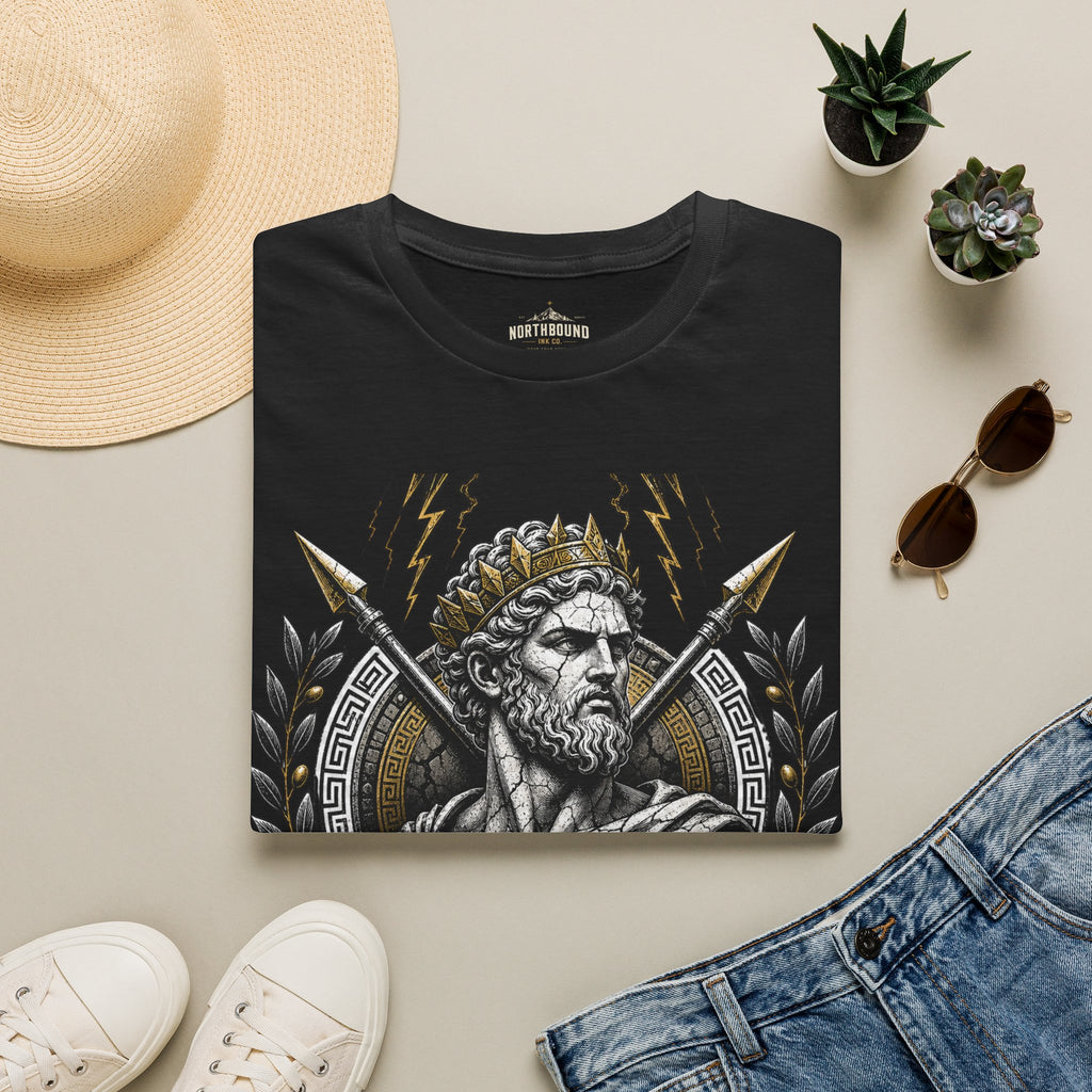 Zeus Lightning T-Shirt — 'Fortune Favors the Bold' Greek God Graphic Tee