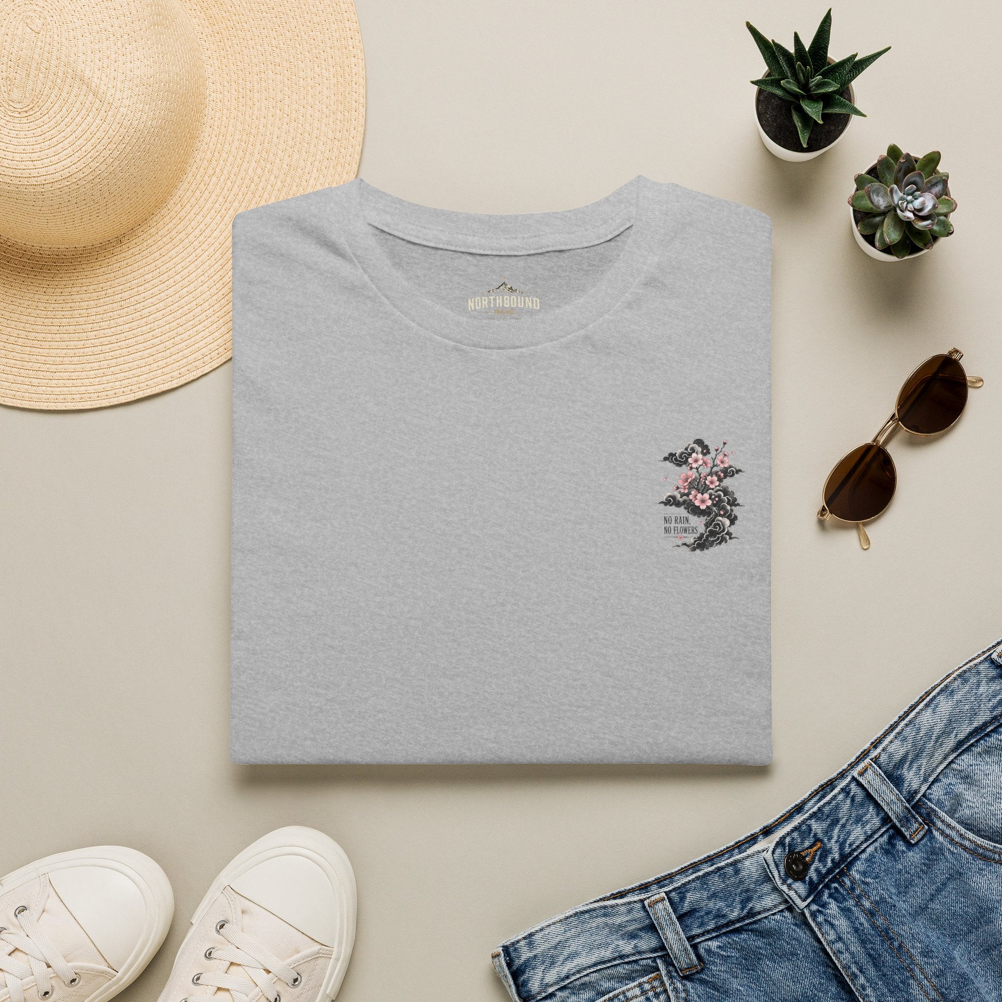 Floral Pocket Cat T‑Shirt — Petite Cherry Blossom Kitten Graphic