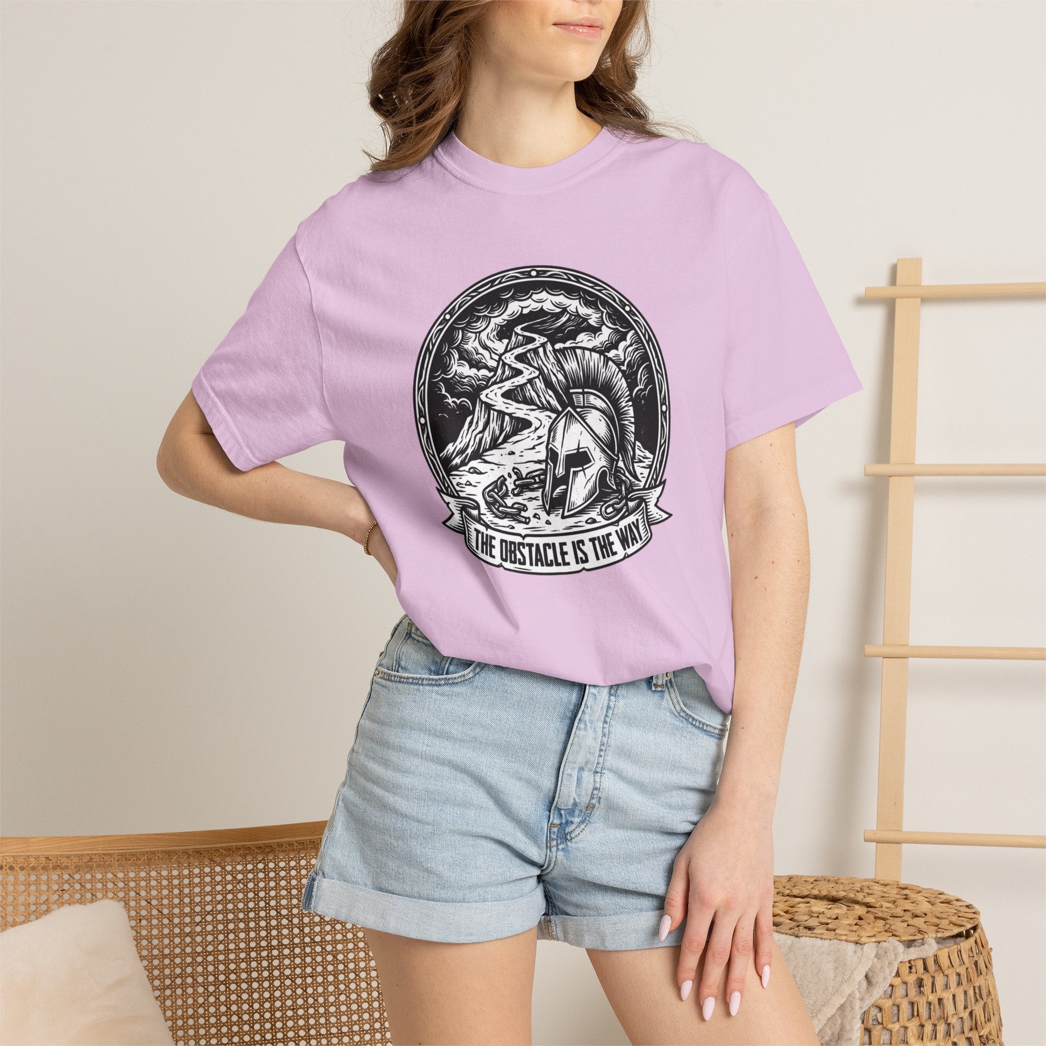 T-Shirt — 'The Obstacle Is The Way' Spartan Helmet Graphic Tee