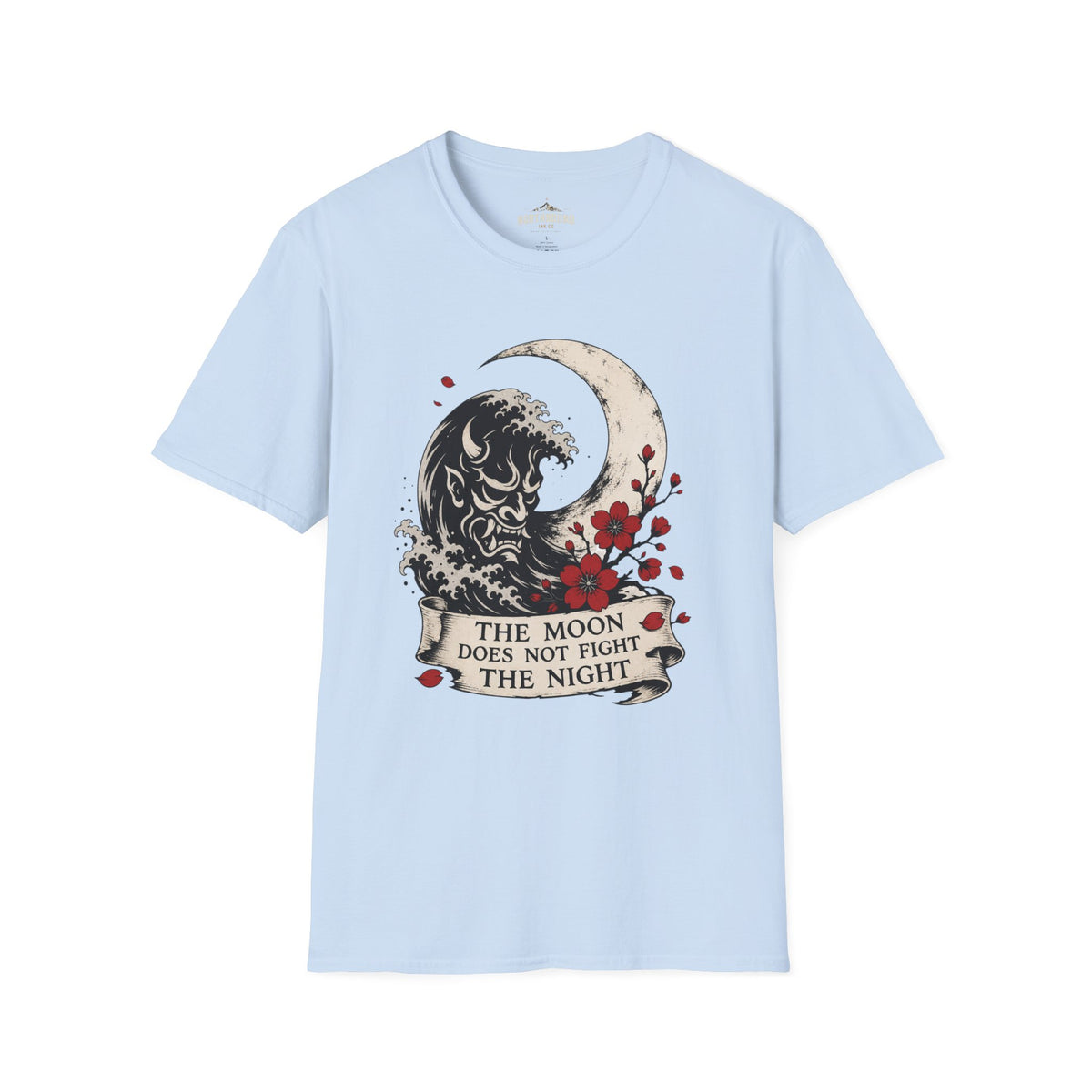 Moon & Wave Graphic T-Shirt — "The Moon Does Not Fight The Night"