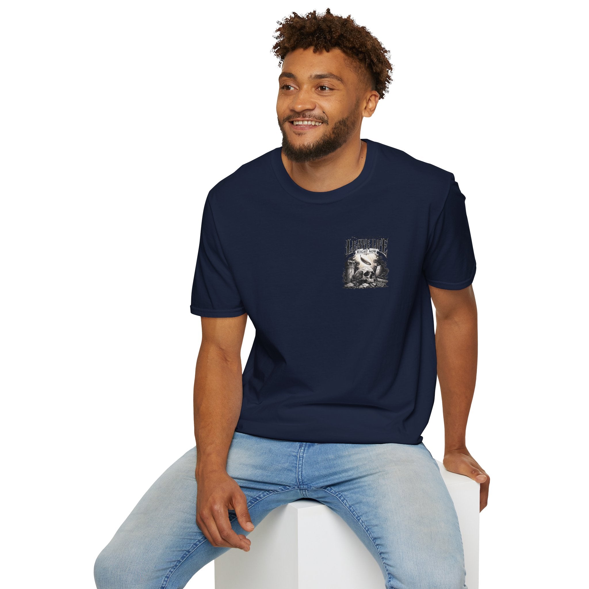 Skull & Mountains T-Shirt — "Leave Life" Adventure Graphic Tee