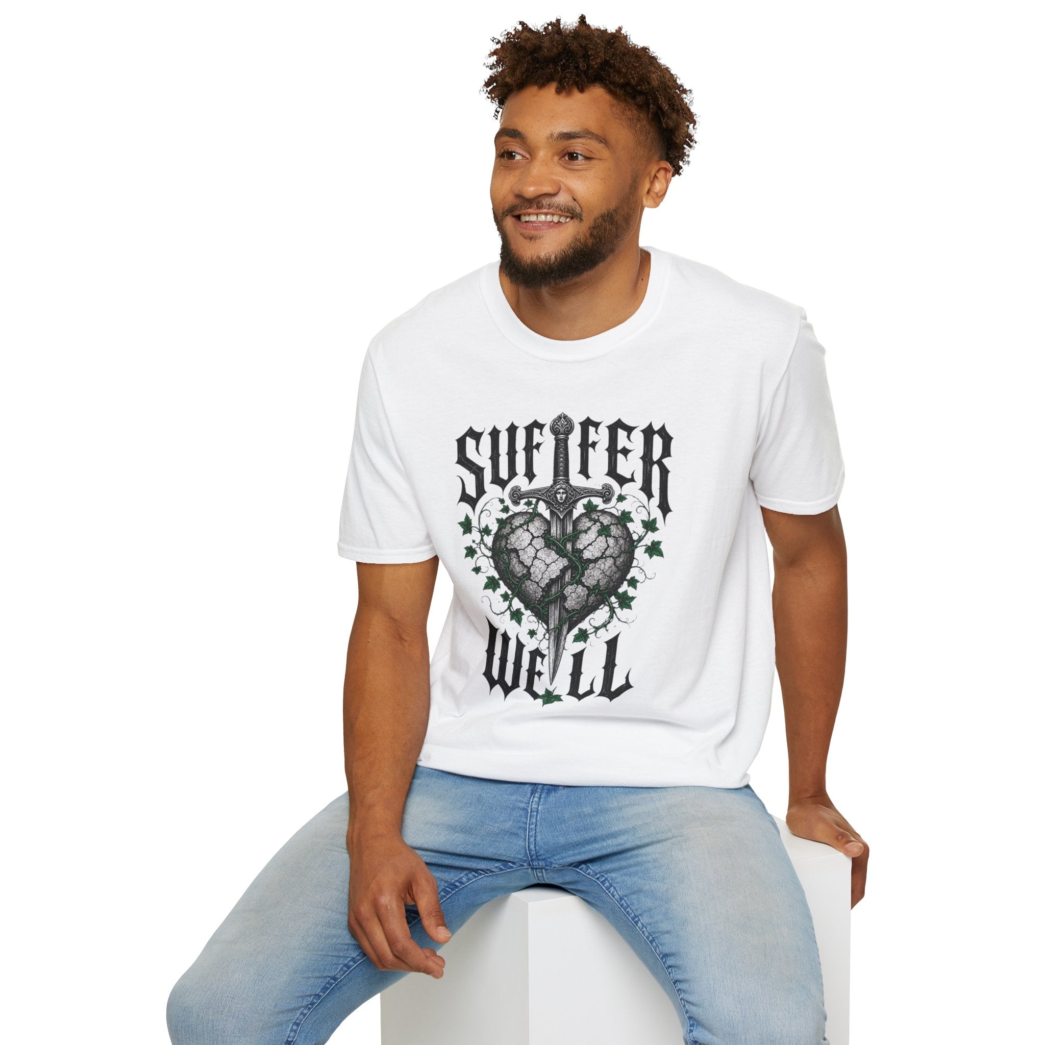 Suffer Well T-Shirt — Gothic Heart Sword Graphic Tee