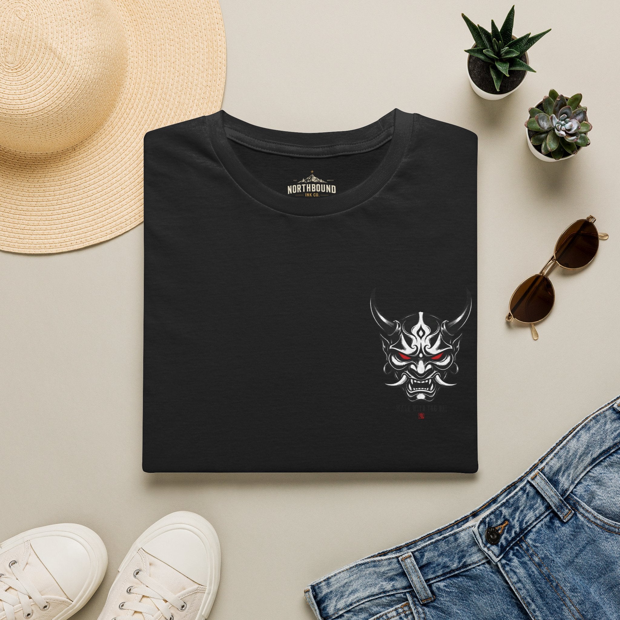 Oni Mask Graphic T‑Shirt — Japanese Demon Skull Tee