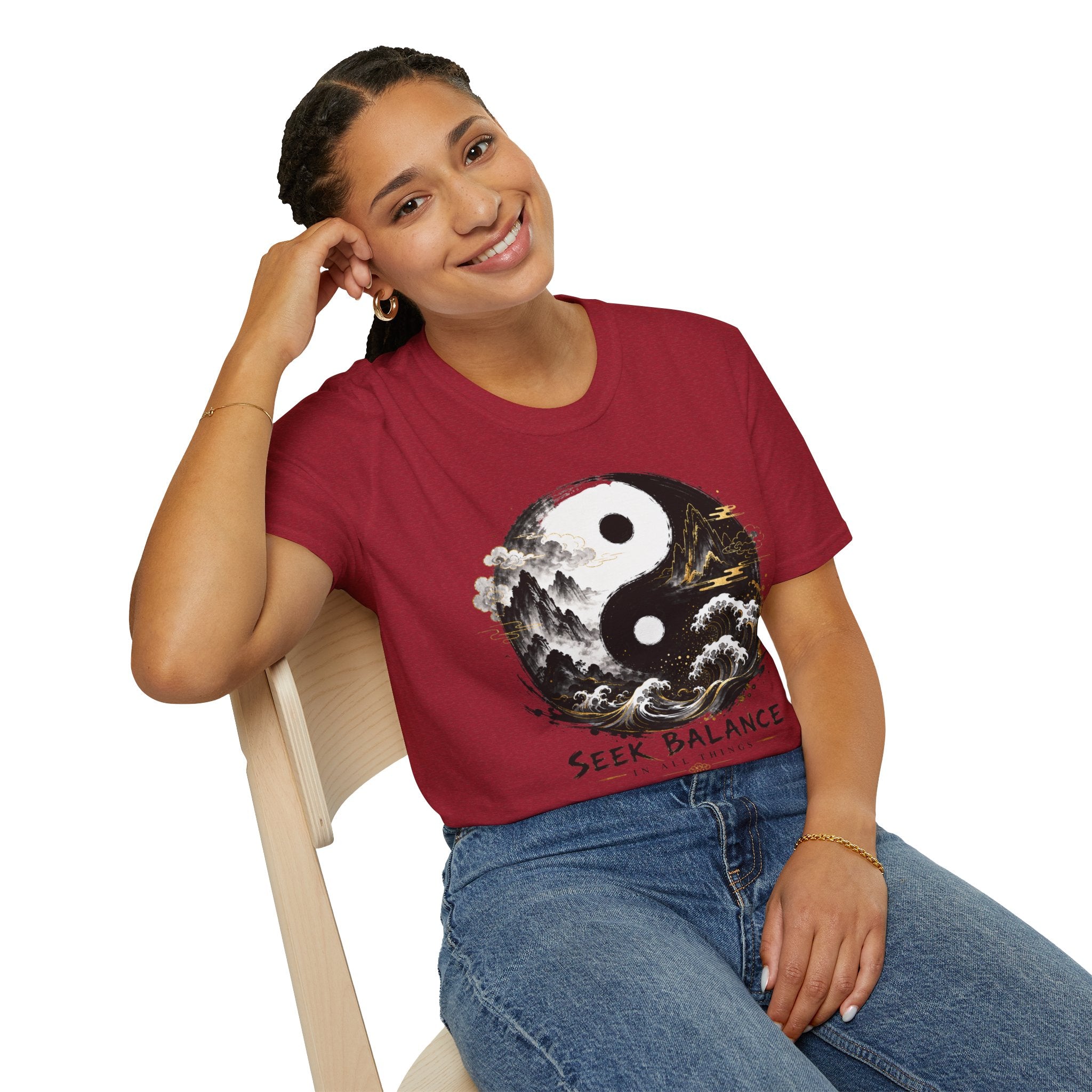 Yin Yang 'Seek Balance' Graphic T-Shirt